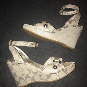 Silver Signature C Coach Wedges